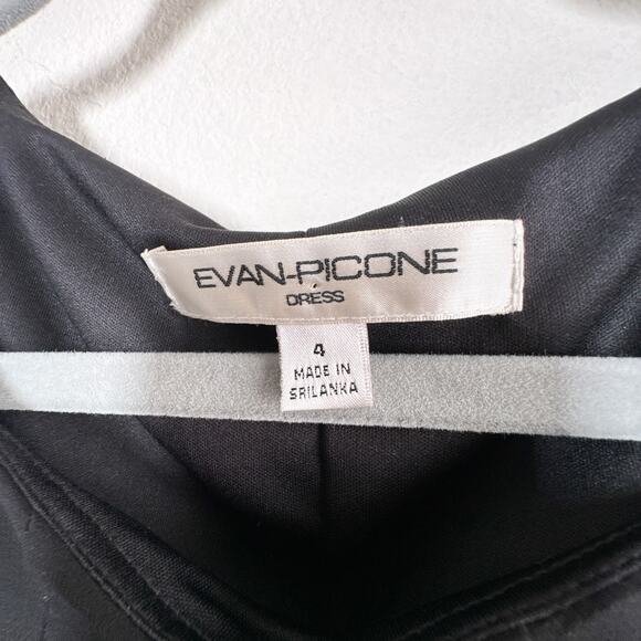 Vintage Evan Picone Ruffle Chiffon Black Fit & Flare Dress Size 4 - Picture 6 of 14